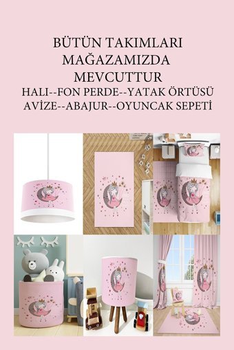 Dt Kıds Kalpli Pudra Gökkuşağı Tekli Kumaş 3 Ayaklı Abajur Çok Renkli