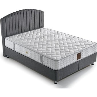 Md Armoni 140 x 200 cm Ayrılabilen Yataklı Başlıklı Çift Kişilik Sandıklı Baza Seti Gri