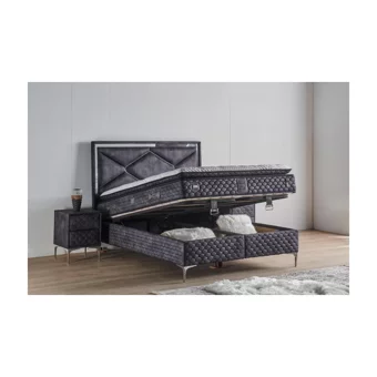 Md Helen 150 x 200 cm Ayrılabilen Başlıksız Çift Kişilik Sandıklı Baza Antrasit