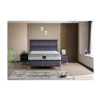 Mobilya Dükkanım Silver 150 x 200 cm Ayrılabilen Yataklı Başlıklı Çift Kişilik Sandıklı Baza Seti Antrasit
