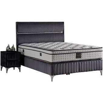 Mobilya Dükkanım Silver 150 x 200 cm Ayrılabilen Yataklı Başlıklı Çift Kişilik Sandıklı Baza Seti Antrasit