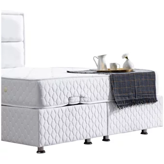 Setay Orthosoft 190 x 140 cm Ayrılabilen Yataklı Başlıklı Çift Kişilik Sandıklı Baza Seti Beyaz
