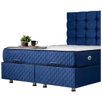 Setay Duke 160 x 200 cm Ayrılabilen Yataklı Başlıklı Çift Kişilik Sandıklı Baza Seti Lacivert
