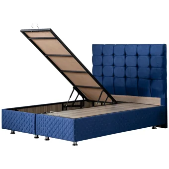Setay Duke 160 x 200 cm Ayrılabilen Yataklı Başlıklı Çift Kişilik Sandıklı Baza Seti Lacivert