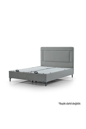 Armis Aqua 100 x 200 cm Başlıksız Çift Kişilik Sandıklı Baza Gri