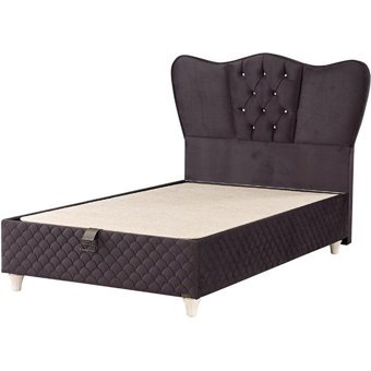 Mobilya Dükkanım Lara 180 x 200 cm Başlıklı Çift Kişilik Sandıklı Baza Seti Antrasit