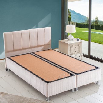 Alf Cyristal Plus 200 x 200 cm Ayrılabilen Başlıklı Çift Kişilik Sandıklı Baza Seti Krem