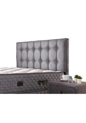 Sleep 140 x 190 cm Ayrılabilen Yataklı Başlıklı Çift Kişilik Sandıklı Baza Seti Gri
