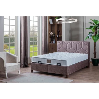 Decomo Home Calvin Başlıksız Çift Kişilik Sandıklı Baza Gül Kurusu