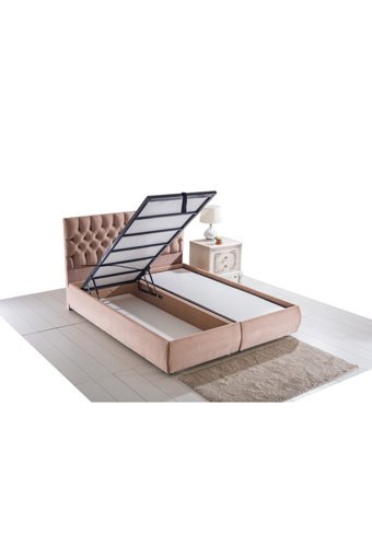 Alf Plus 200 x 200 cm Ayrılabilen Başlıksız Çift Kişilik Sandıklı Baza Seti Pudra