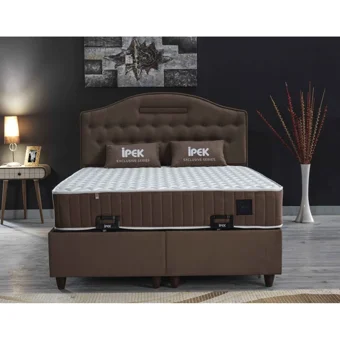 İpek Mobilya Nima 140 x 190 cm Başlıksız Çift Kişilik Sandıklı Baza Sütlü Kahve