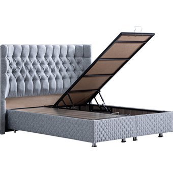 Setay Napoli 180 x 200 cm Ayrılabilen Yataklı Başlıklı Çift Kişilik Sandıklı Baza Seti Gri