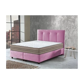 İpek Mobilya Manolya 140 x 190 cm Başlıklı Çift Kişilik Sandıklı Baza Seti Pembe