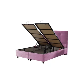 İpek Mobilya Manolya 140 x 190 cm Başlıklı Çift Kişilik Sandıklı Baza Seti Pembe