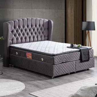 Setay Nice 180 x 200 cm Ayrılabilen Yataklı Başlıklı Çift Kişilik Sandıklı Baza Seti Antrasit
