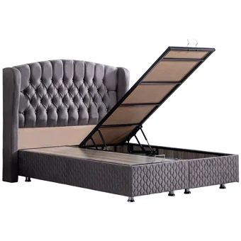 Setay Nice 180 x 200 cm Ayrılabilen Yataklı Başlıklı Çift Kişilik Sandıklı Baza Seti Antrasit
