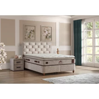 Abc Bedding Magnesıa 140 x 200 cm Ayrılabilen Başlıksız Çift Kişilik Sandıklı Baza Krem