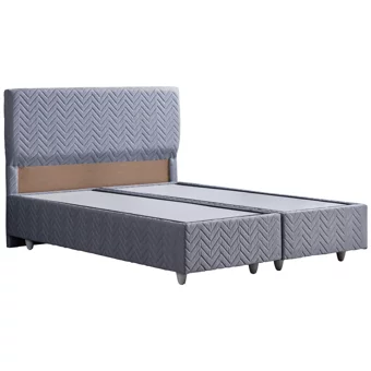 Setay Kristal 140 x 190 cm Ayrılabilen Başlıklı Çift Kişilik Sandıklı Baza Seti Gri