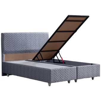Setay Kristal 140 x 190 cm Ayrılabilen Başlıklı Çift Kişilik Sandıklı Baza Seti Gri