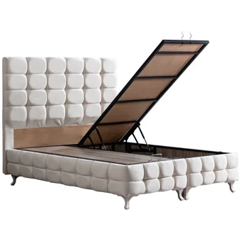 Setay Duke Lüx 140 x 190 cm Ayrılabilen Başlıklı Çift Kişilik Sandıklı Baza Seti Krem