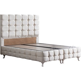 Setay Duke Lüx 140 x 190 cm Ayrılabilen Başlıklı Çift Kişilik Sandıklı Baza Seti Krem
