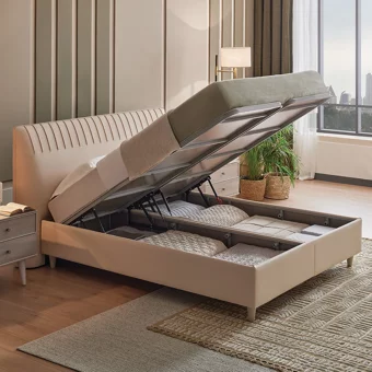 Enza Home Basel 180 x 200 cm Ayrılabilen Başlıklı Çift Kişilik Sandıklı Baza Seti Bej