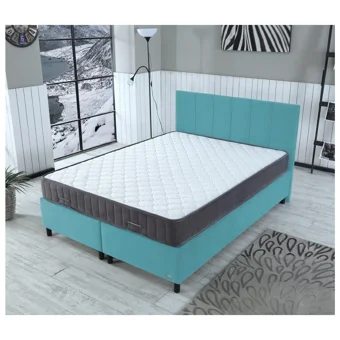 İpek Mobilya Alto 140 x 200 cm Ayrılabilen Yataklı Başlıklı Çift Kişilik Sandıklı Baza Seti Mavi