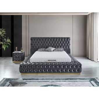 Arleno Bedding Picasso 160 x 200 cm Yataklı Başlıklı Çift Kişilik Sandıklı Baza Seti Siyah