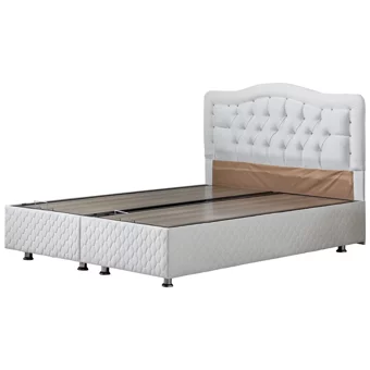 Setay Şah 150 x 200 cm Ayrılabilen Başlıklı Çift Kişilik Sandıklı Baza Seti Beyaz