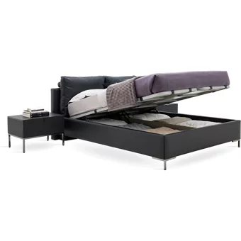 Enza Home Legato 200 x 200 cm Başlıklı Çift Kişilik Sandıklı Baza Seti Koyu Gri