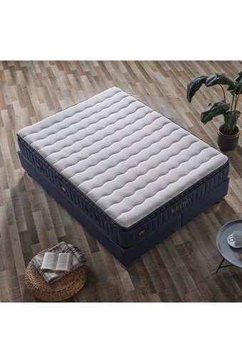 Armis Retro 140 x 190 cm Yataklı Başlıklı Çift Kişilik Sandıklı Baza Seti Lacivert
