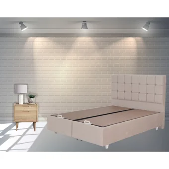 Berksan Uyku Dünyası 180 x 200 cm Başlıklı Çift Kişilik Sandıklı Baza Seti Krem