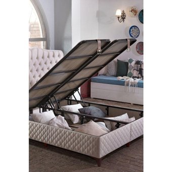 Md Eva 160 x 200 cm Ayrılabilen Başlıksız Çift Kişilik Sandıklı Baza Beyaz