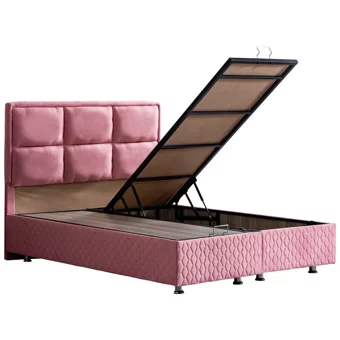 Setay Orthosoft 200 x 150 cm Ayrılabilen Yataklı Başlıklı Çift Kişilik Sandıklı Baza Seti Pembe