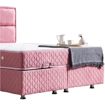 Setay Orthosoft 200 x 150 cm Ayrılabilen Yataklı Başlıklı Çift Kişilik Sandıklı Baza Seti Pembe