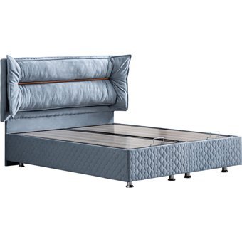 Setay Barselona 190 x 140 cm Ayrılabilen Başlıklı Çift Kişilik Sandıklı Baza Seti Mavi