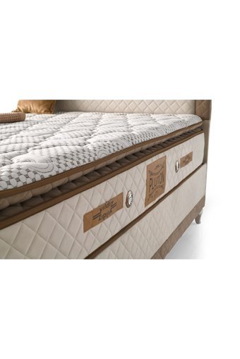 Yıldız Yatak Baza 180 x 200 cm Ayrılabilen Yataklı Başlıklı Çift Kişilik Sandıklı Baza Seti Kahverengi