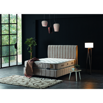 Armis Aliza 100 x 200 cm Ayrılabilen Yataklı Başlıklı Çift Kişilik Sandıklı Baza Seti Krem