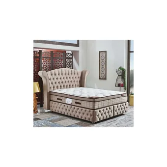 Zelis Mobilya Venedik 160 x 200 cm Yataklı Başlıklı Çift Kişilik Sandıklı Baza Seti Kahverengi