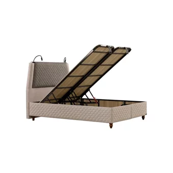 Mobilya Dükkanım Eynur 180 x 200 cm Ayrılabilen Başlıklı Çift Kişilik Sandıklı Baza Seti Kemik