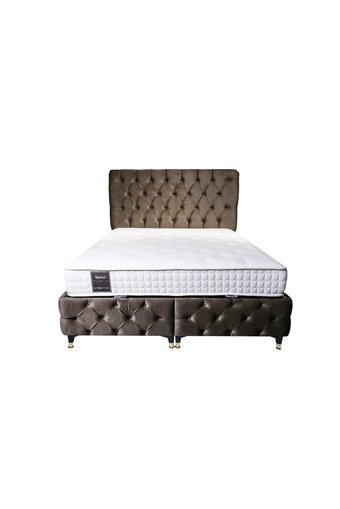 Lotus Yatak Arıa 100 x 200 cm Başlıklı Çift Kişilik Sandıklı Baza Kahverengi