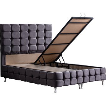 Setay Duke Lüx 140 x 190 cm Ayrılabilen Başlıklı Çift Kişilik Sandıklı Baza Seti Antrasit