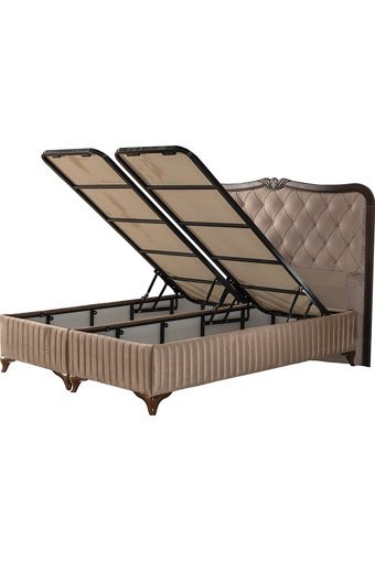 Hammak Home Brown 180 x 200 cm Ayrılabilen Başlıklı Çift Kişilik Sandıklı Baza Seti Kahverengi