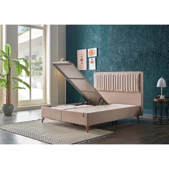 Bellona Petra Plus 100 x 200 cm Ayrılabilen Başlıksız Çift Kişilik Sandıklı Baza Krem