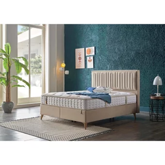 Bellona Petra Plus 100 x 200 cm Ayrılabilen Başlıksız Çift Kişilik Sandıklı Baza Krem
