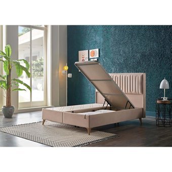 Bellona Petra Plus 100 x 200 cm Ayrılabilen Başlıksız Çift Kişilik Sandıklı Baza Krem