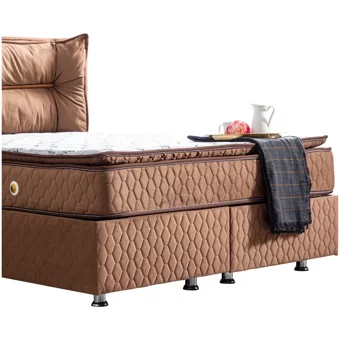Setay Barselona 200 x 160 cm Ayrılabilen Yataklı Başlıklı Çift Kişilik Sandıklı Baza Seti Kahverengi