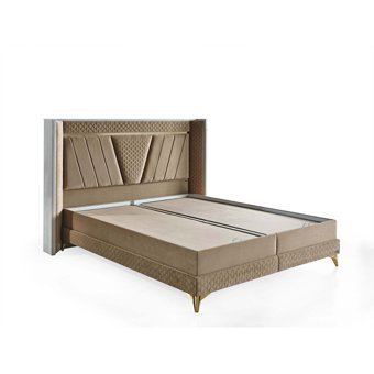 Arleno Bedding Lorenza 160 x 200 cm Ayrılabilen Yataklı Başlıklı Çift Kişilik Sandıklı Baza Seti Krem