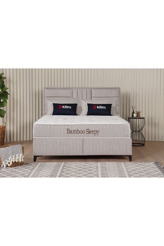 Kilim Mobilya Bamboo Sleepy 150 x 200 cm Yataklı Başlıklı Çift Kişilik Sandıklı Baza Seti Bej