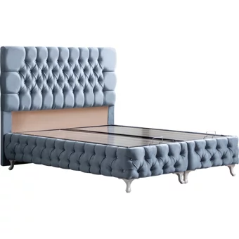 Setay Roma 200 x 150 cm Ayrılabilen Başlıklı Çift Kişilik Sandıklı Baza Seti Mavi